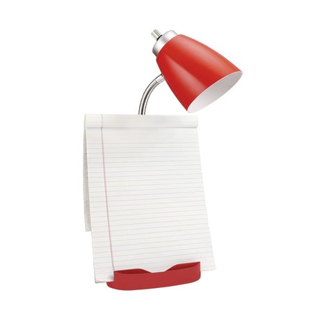 Limelights Gooseneck Organizer Desk Lamp with Holder and USB Port, Red LD1056-RED